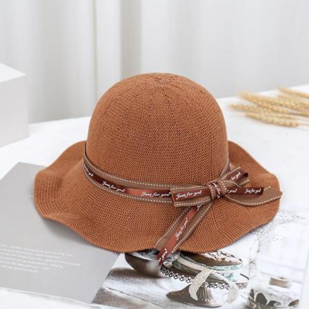 Varm vinterstrikk lue Luer Vår og sommer Reise Solhatt Dame solskjerm Unisex Caramel M