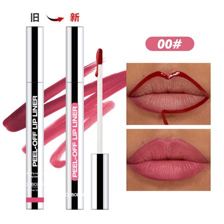 Vanntett matt lipgloss med peel-off lipliner tatoveringseffekt, brunrød leppefarge, langvarig peel-off lipgloss, overførbar.