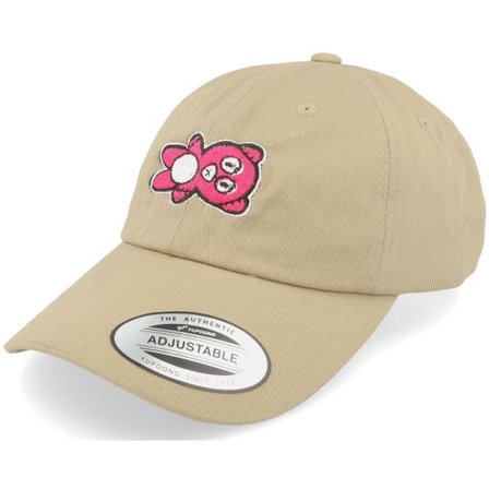Abducted - Beige unconstructed Keps - Vodoo Pink Teddy Khaki Dad Cap @ Hatstore