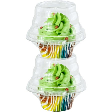 Individuella muffinsbehållare, muffinshållare med ett fack - stapelbar - Deep Dome, 50-pack