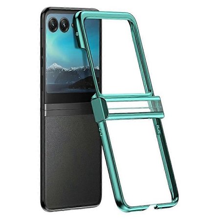 Til Motorola Razr 60 Etui Hængsel Design Elektroplettering PC Klar Telefon Cover Grøn