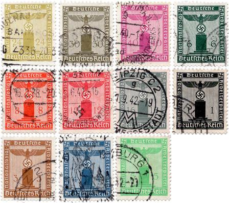 Tyske Rige 1938 - Tjenestemærker - MICHEL 144-154 - Stemplet