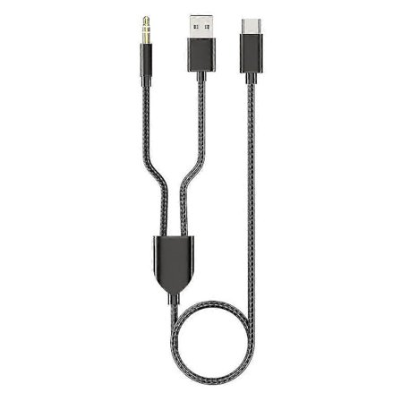 1 Split 2 Type C Til Usb A 3.5mm Aux Kabel Stereo Hifi Lyd For Bilhøyttalere -aa