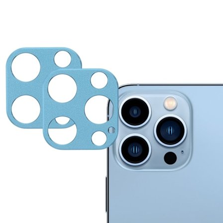 2Pcs iPhone 13 Pro Max / 13 Pro aluminiumlegering + härdat glas kameralinsskydd - Himmelsblå