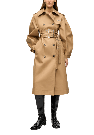 GANNI Bonded Cotton Trench Coat Kappor Dam Beige 38