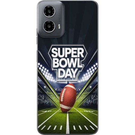 Yhteensopiva Puhelinkuori Motorola Moto G34 Super Bowl Day juliste, jossa amerikkalainen jalkapallo valaistuksella varustetulla areenalla dramaattises