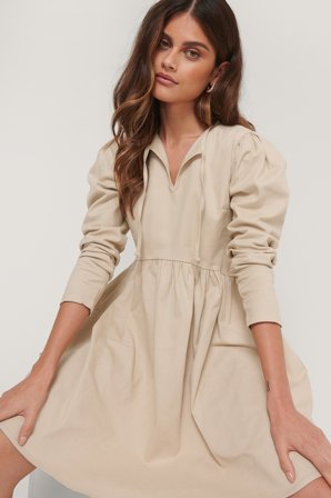 Trendyol Wide Cut Midi Dress - Hverdagskjoler - Beige - EU 36
