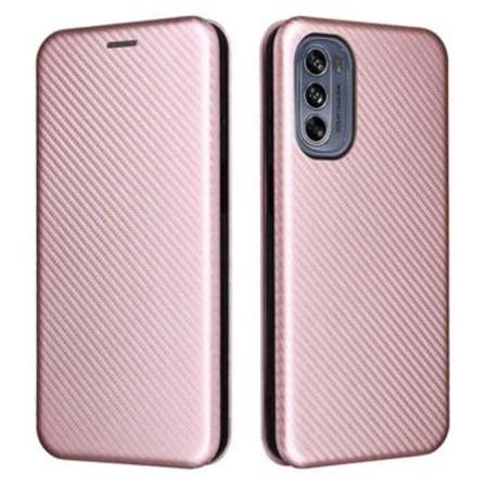 Motorola Moto G62 5g Flipfodral - Kolfiber - Roséguld Guld