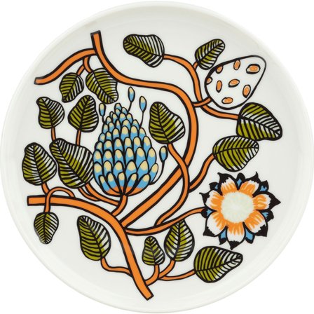 Marimekko Tiara tallerken 20 cm, hvit/orange/grønn' - 'HvitOransjeGrønn