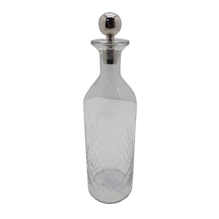 Lasipullo hopeisella alumiinikorkilla, 10x10x37 cm