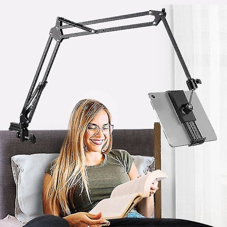 Tablet-holder til seng, justerbar og foldbar med 360 graders rotation til iPhone, iPad, mobiltelefon, tablet