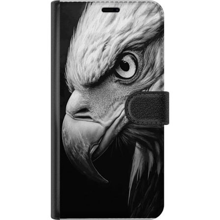 Motorola Edge 50 Fusion Tegnebogsetui Ørn nærbillede realistisk portræt kraftfuldt blik fugl detaljeret sort-hvid art natur vildt stærkt dyr vildt