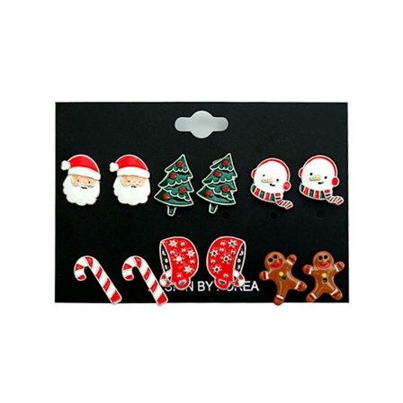 Fashion Christmas Ornaments Stud örhängen för kvinnor Santa Claus Snowman Cane julgran örhänge nyår smycken