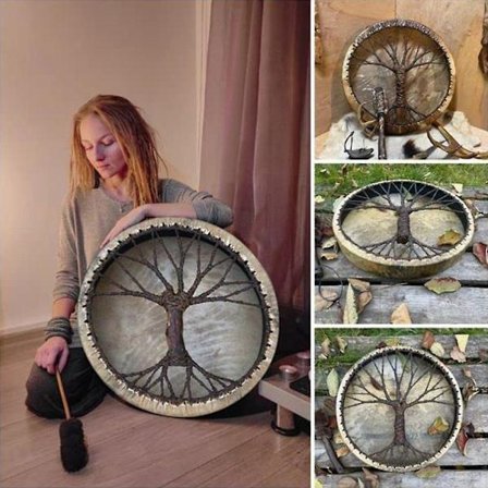 Livets Tre Sjaman Tromme Håndlaget Sibirsk Tromme Ånd Musikk Symbol