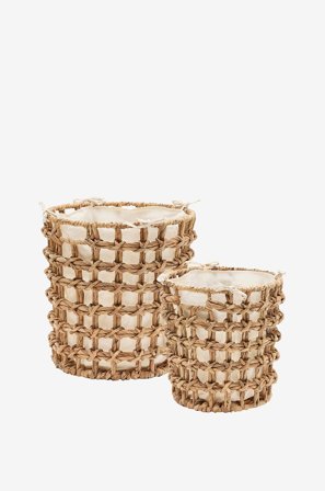 Kave Home - Dilam set med 2 korgar i naturfiber, Ø 30 cm / Ø 38 cm - Brun - Småförvaring - Från Homeroom