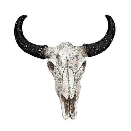 Resin Fake Ku Skalle Horn Vegghengende Ornament Håndverk Bar Restaurant Dekor