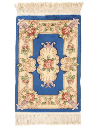 China 90 Line Vloerkleed Handgeknoopt 60X90 Beige/Donkerblauw China