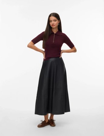 Vero Moda Vmolive Hw Coated Ankle Skirt Prm - Black - S