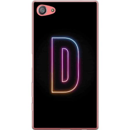 Yhteensopiva Puhelinkuori Sony Sony Xperia Z5 Compact Minimalistinen neonkirjain D väriä vaihtavassa valossa mustaa taustaa vasten modernissa digita