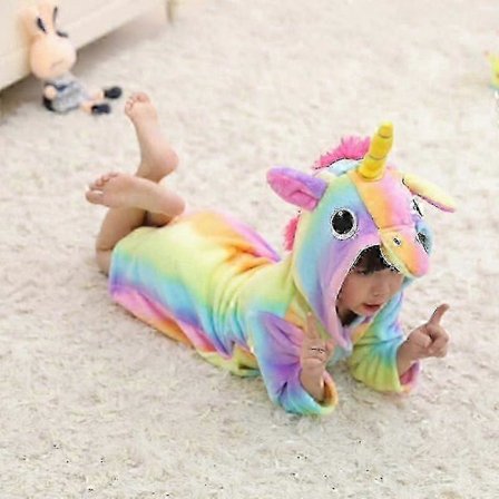 Sød enhjørning badekåbe med hætte til børn drenge piger, natkjole morgenkåbe til alderen 3-10 år