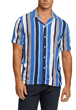 Lindbergh Bold Stripe Viscose Shirt S/S Skjortor Herr Blå S