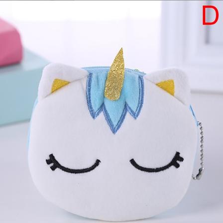 Enhjørning Fargerik Tegneserie Pung Plysj Barnas Vakre Nøkkelpenn D