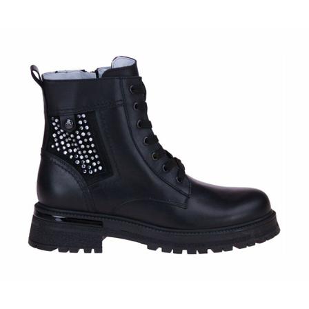 Nerogiardini, Teens Veterboot Steentjes Zwart, Dames, Maat:35 EU