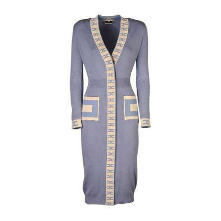 Elisabetta Franchi, Long cardigan with logo Fioletowy, Kobieta, Rozmiar: S