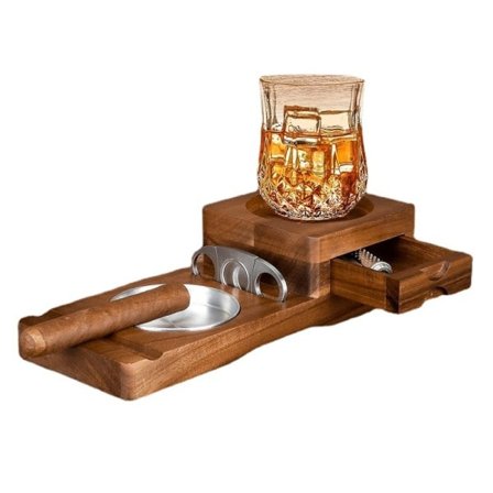 Tre Sigar Askebeger Drikke Solid Tre Coaster Whisky Brett Sigar Holder Sigar Eske
