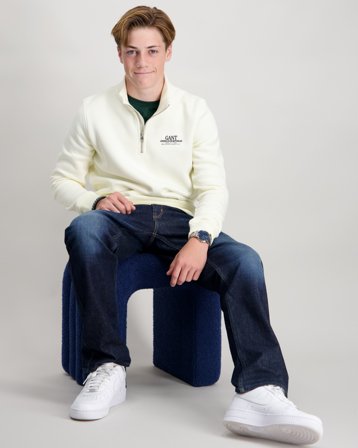 GANT GRAPHIC HALF ZIP SWEAT Cremefarben Pullover Jungen - Kids Brand Store