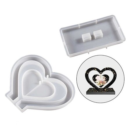 Love Heart Valokuvakehys Molds Riippuvat Tag Silikoni Muotit AA