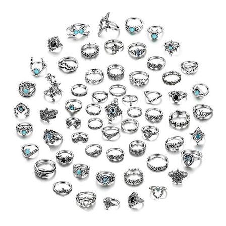(AZC) 62 st Vintage Silver Knuckle Rings Set för Kvinnor Tonårsflickor Bohemian Stapelbara Ledfingerringar