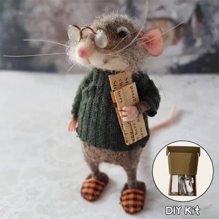 Neulotuista hiirestä valmistettu paketti, käsintehty, jouluhiiri, neulotut hiiret