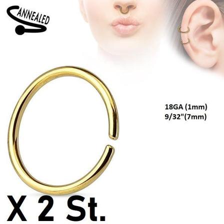 HUOMIO! 2X 7mm kullattu lävistyssormus 316L terästä 1 mm paksu Gold X 2