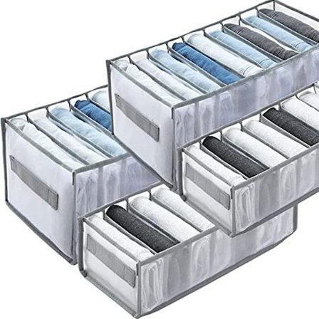 4 kpl vaatekaappivaatteiden organizer, päivitetyt pestävät kaappijärjestäjät ja farkut leggingsit