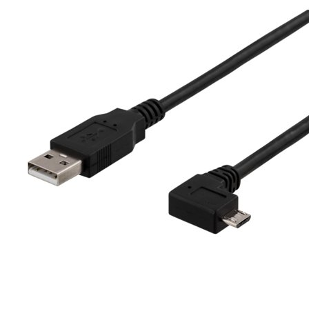 USB-A to Micro USB, left-tilted, 2m, black