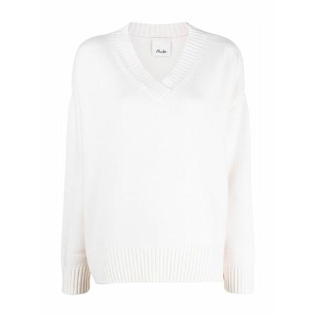 Allude, V Sweater Wit, Dames, Maat:L