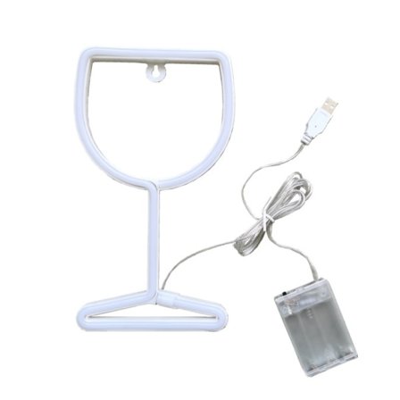 Vinglas Neon Skilt, USB eller 3-AA Batteridrevet Neonlys