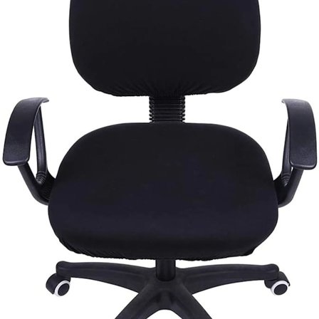 2-delad stretchig kontorsstolsöverdrag för kontorsstol svart