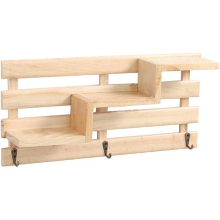 Väggmonterad hylla med nyckelkrok Kreativ trävägg Hylla Väggförvaringsställ Trapphylla Väggdekoration