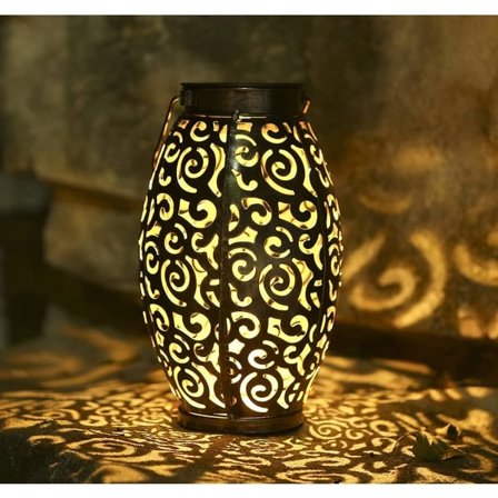 CDQ LED udendørs solcellelamper, udendørs solcellelamper i metal, hængende sollamper, vandtæt dekoration til altan, gang, udendørs, havedekoration