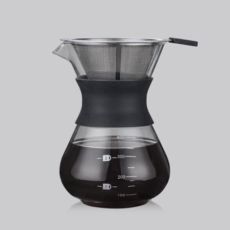Handbryggd Kaffekanna Glas Kaffekanna 400ML MED FILTER MED