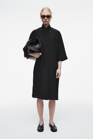 COS Women's Belted Silk Shirt Dress in Black