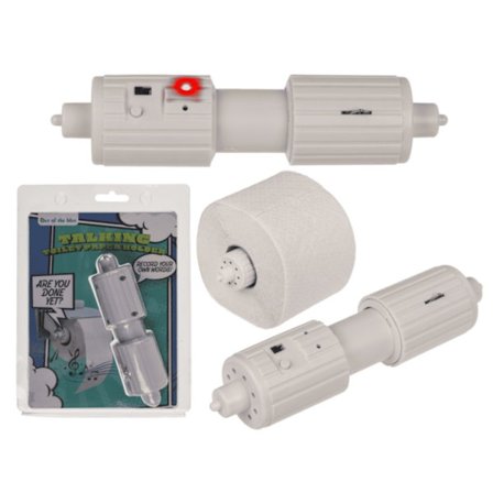 Puhuva wc-paperiteline, jossa on nauhoitustoiminto