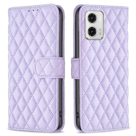 Rhombus mat Motorola Moto G73 flip etui - Lilla