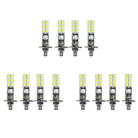 12 st H1 6000K Super Vita 80W LED Strålkastare Glödlampor Kit Dimljus Körljus