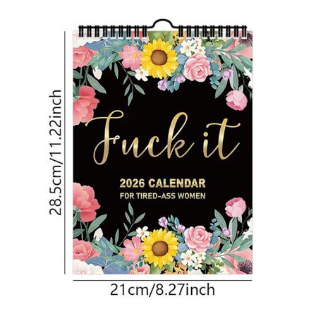 2026 Engelsk Kalender Rosa Gul Blomst Nyttårsgave