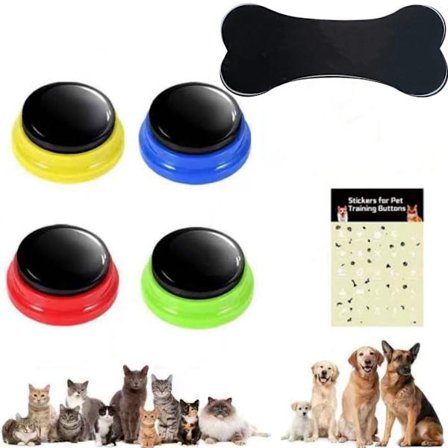 Talande Knappar Startpaket - Inspelningsbara Knappar för att Lära Din Hund att Kommunicera, Hundträningsspel