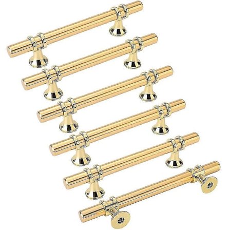 6 kappaleen setti huonekalujen vetimiä, keittiökalusteiden vetimiä, kultainen vedin - kultainen keittiövedin, sinkkiseoslaatikon vedin, 