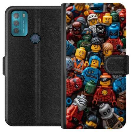 Yhteensopiva Lompakkokotelo Motorola Motorola Moto G50 Värikkäitä rakennusfiguureja ja pienoishahmoja pirteässä sekoituksessa leikkisässä muoto